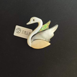 Handcrafted Tricolor Shell Swan Brooch